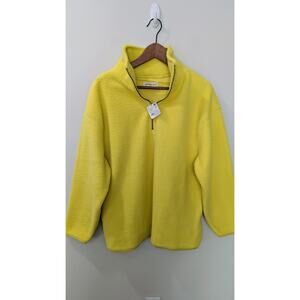 Free People Yellow Fleece Quarter Zip Pullover Sweatshirt NWT